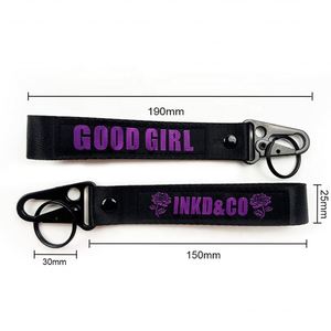 Eagle Hook Nylon Wristlet Lanyard Custom Logo Wrist Short Strap Carabiner Woven Keychain - Product Image 2