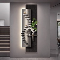Peinture LED lumineuse moderne de luxe léger, motif plante hydroponique et pierre de grès, pour mur de fond de salon