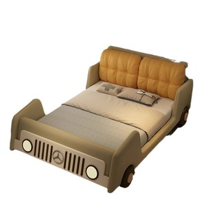 <span class=keywords><strong>Lit</strong></span> en cuir multifonctionnel <span class=keywords><strong>pour</strong></span> garçon avec barrière de sécurité, rangement et cadre en pin, design minimaliste - Product Image 5