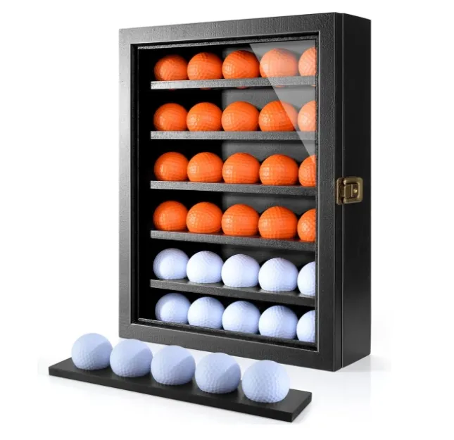 Customize Golf Ball Display Case Golf Display Shadow Box Wall Mounted Showcase with Removable Shelves