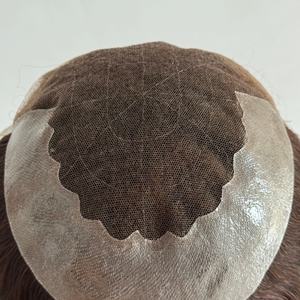 Postizo de <span class=keywords><strong>Cabello</strong></span> con Frente de Encaje Francés Decolorado y Base de PU para <span class=keywords><strong>Mujer</strong></span>, Venta al por Mayor, <span class=keywords><strong>Cabello</strong></span> Q6 # 3 - Product Image 3