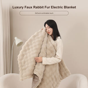Chăn lông giả siêu mềm mại sang trọng, dày dặn, chất liệu lông thỏ, kiểu bong bóng, khuyến mãi nhà máy, dành cho mùa đông - Product Image 2