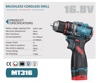 Ensemble de perceuse sans fil MAXTON MT316 16,8 V sans balais - OEM personnalisable, qualité industrielle, couple de 48 N.m, vitesse variable