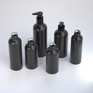 Fabricante de Guangzhou, Botella de Aluminio Metálico Negro Mate para Cosméticos, Botellas de Envase con Bomba Pulverizadora para Champú - Product Image 1