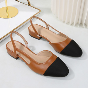 Moda retrò nero e Beige taglia grande 32-44 <span class=keywords><strong>tacco</strong></span> <span class=keywords><strong>basso</strong></span> scarpe da lavoro da donna con <span class=keywords><strong>tacco</strong></span> <span class=keywords><strong>basso</strong></span> - Product Image 6