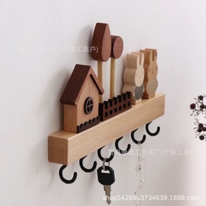 Porte-clés mural en bois My Castle avec crochets, design décoratif en forme d'arbre pour l'entrée et le rangement - Product Image 4