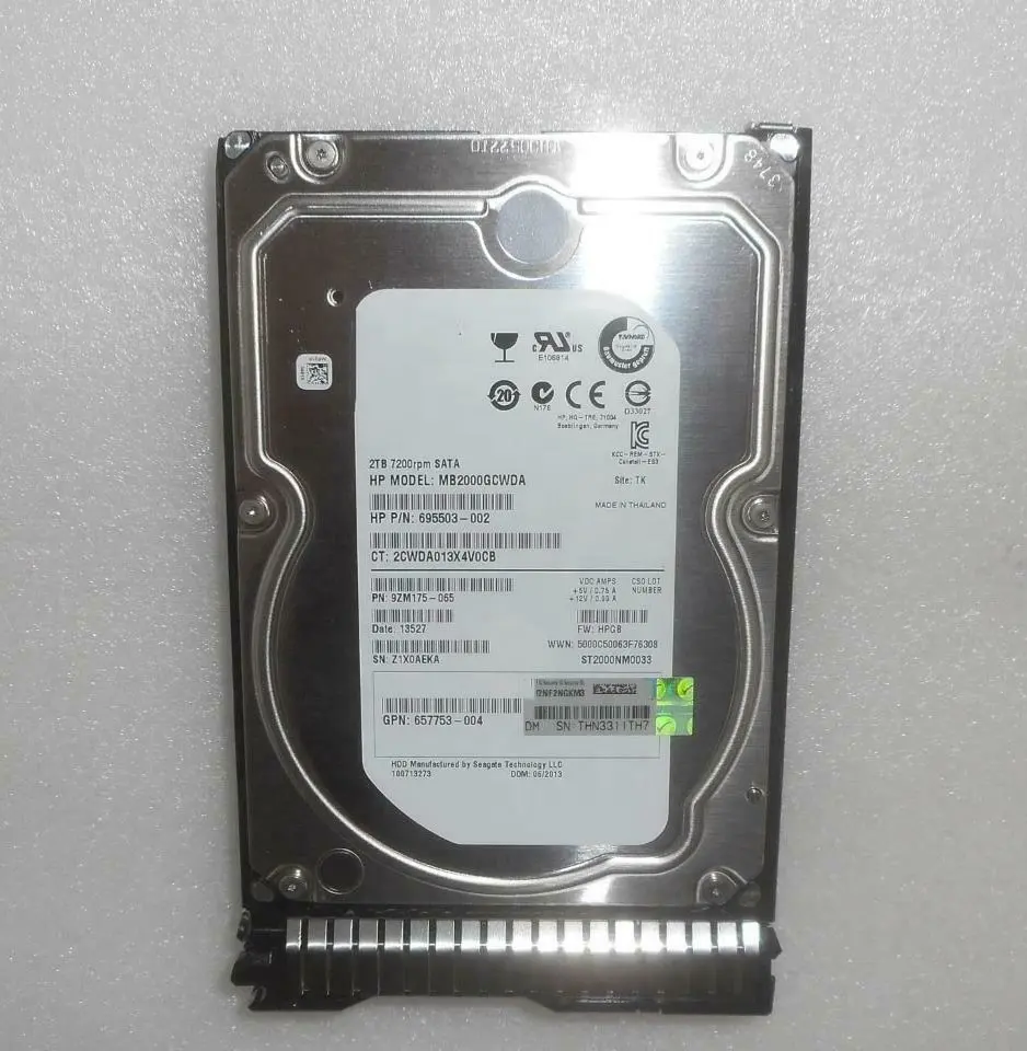 ผ่านการทดสอบ100% สำหรับ2T 7.2K SATA 3.5 "658102-001 658079-B21 695503-002 657753-004การทดสอบฟังก์ชั่นทั้งหมดทำงานได้ดี