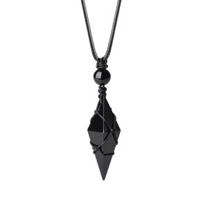 Pendentif hexagonal en obsidienne naturelle originale, collier ciel étoilé pour homme et femme, tendance, <span class=keywords><strong>personnalisé</strong></span>, pour <span class=keywords><strong>couple</strong></span>, livraison gratuite d'usine - Product Image 5