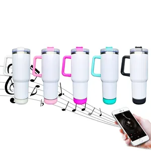 40oz Blank Sublimation Double Walled Stainless Steel Wireless Smart Music  Display Player Speaker Tumbler Travel Coffee Mugs with Handle and Straw Lid  in Stock - China 40oz Speaker Music Tumbler with Handle