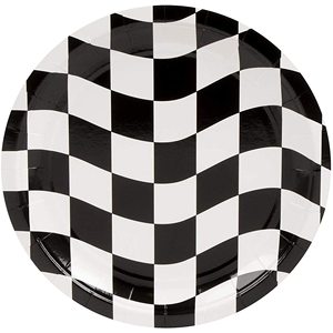 Platos de Papel con Diseño de Bandera a Cuadros de Carreras Modernas de 9 Pulgadas, Venta Caliente, Suministros Desechables para Fiestas de Cumpleaños para Niños Amantes de las Carreras, Directo de Fábrica - Product Image 4