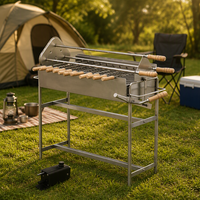 Brazilian Bbq Brochette Grill Rotateur Bbq Grill Brochette Chaîne Ensemble Chypre Bbq Rôtisserie Grills Acier Inoxydable Charbon De Bois BBQ Grill
