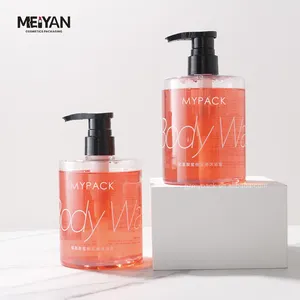 MYPACK 럭셔리 빈 모던 디자인 사용자 정의 라운드 애완 동물 투명 샴푸 및 컨디셔너 바디 워시 병 300ml