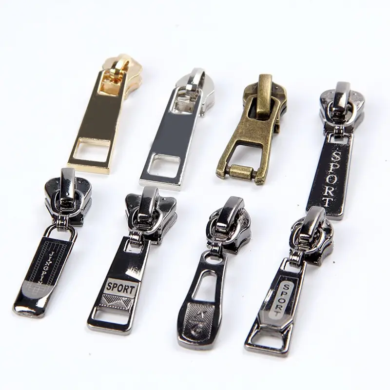 Bag Zipper Slider Fashion Zipper Puller Designer Metal Zipper Pull Tab Head Silver Custom Brand Logo Metal Aluminum Plating 1PCS