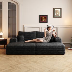 Modern Convertible Square <b>Sofa</b> <b>Bed</b> Set with Dual Sleeper & Lounger for Apartment/Hotel/Villa Use No Assembly Required - Product Image 1