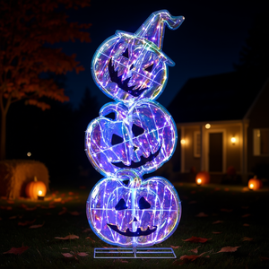 Décoration d'Halloween en forme de citrouille lumineuse, 3 citrouilles LED, décoration de jardin extérieure - Product Image 2