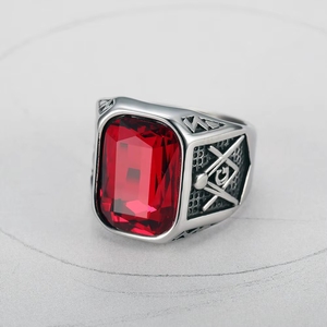 Bagues Hip Hop Punk AG Franc-Maçon en Zircon, Bijoux Étanche en Acier Inoxydable Plaqué Or 18K, Anti-ternissement, pour Hommes, Vente en Gros - Product Image 4