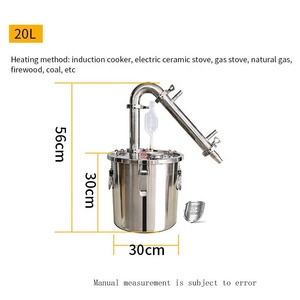 Distillateur en acier inoxydable 304, <span class=keywords><strong>20l</strong></span>, machine à eau distillée domestique, équipement de brandy de pomme pour faire de l'hydrosol de romarin - Product Image 6