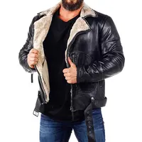 Men's Biker Leather Jackets with Fur Lining, Custom Brand