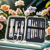 Kit de manucure esthétique portable 20 pièces en acier inoxydable, coupe-ongles inclinés grands et moyens, kit de beauté