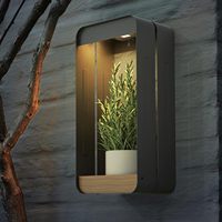 Lámpara Solar de Pared Negra TSINYE con Estante para Plantas - Aplique de Pared Decorativo Impermeable IP65 para Patio y Jardín, Alimentado por Energía Solar