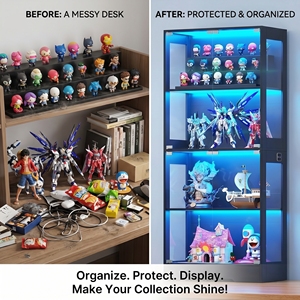 <span class=keywords><strong>Meuble</strong></span> de salon vitrine transparente pour collection de figurines et modèles en bois - Product Image 3