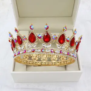 الملكي الباروك جولة الأميرة الكريستال تاج الزفاف إكسسوارات الشعر مهرجان حفلة موسيقية التيجان الزفاف التيجان