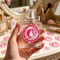Étiquette adhésive personnalisée pour parfum, rouleau rose, imperméable, pour emballage de flacon de lotion cosmétique, autocollants personnalisés avec logo