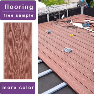 Plancher en WPC pour extérieur à grain de bois parfait, revêtement de sol en WPC gaufré, plancher composite de 140 mm, panneau en bois brossé pour jardin - Product Image 4