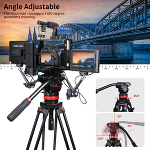 Trípode de cámara portátil profesional Soporte de cabeza fluida de aluminio para videocámara/<span class=keywords><strong>DSLR</strong></span> Trípode de video nuevo y mejorado - Product Image 4