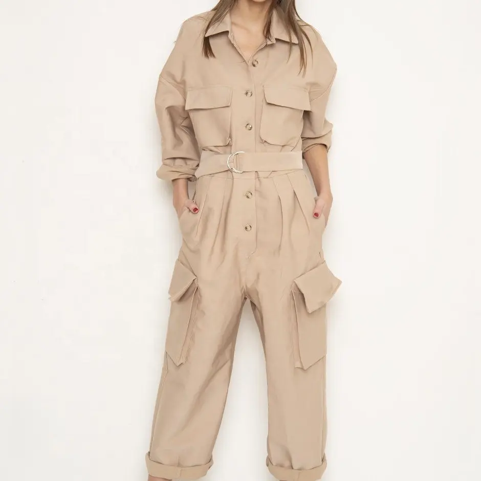 Tongrui Oversized plus size Cargo Jumpsuit Women Jumpsuits Playsuits With Belt