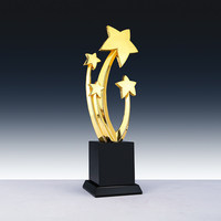 Trophée en métal électro-plaqué, récompense créative pour réunion annuelle, champion d'équipe, personnel exceptionnel, modèle étoile à cinq branches dorée 256