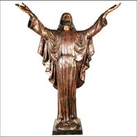 Monument d'église extérieur en cire perdue Jésus en bronze grandeur nature avec statue à main levée