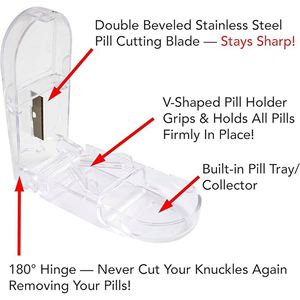 Compact Pill Slicer Clear Shield <b>Tablet</b> Splitter <b>Container</b> High Precision Medicine Divider Case Professional Pill Cutter - Product Image 2