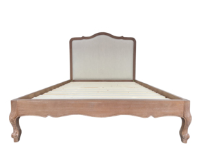 GB55-4-LF יוקרתי צרפתי סִגְנוֹן מסגרת עץ אפר מרופדת ראש מיטה מרופד מיטה זוגית מעץ מלא לריהוט חדר שינה - Product Image 2