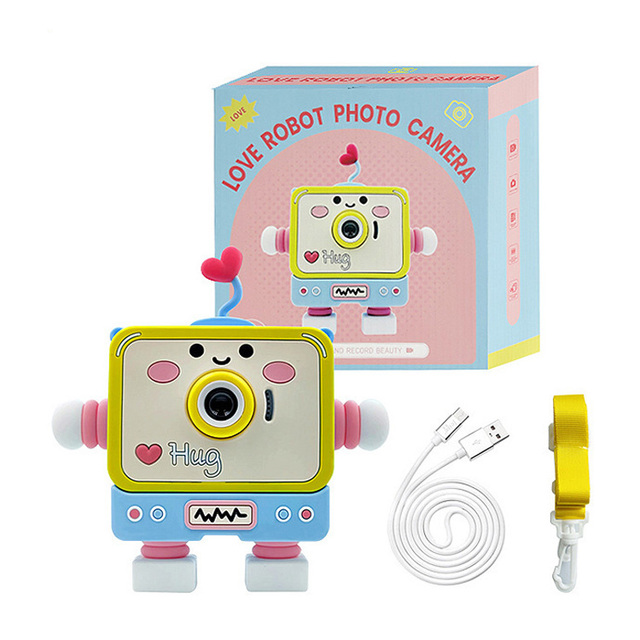 2026 New Selfie Support Loving Heart Robot 1080P 2 Inch HD Autofocus Kids Camera for Children
