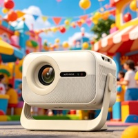Projecteur intelligent Android 14 1080P 400 ANSI Lumens avec autofocus et correction automatique de la distorsion trapézoïdale, Android 14, Wi-Fi, Bluetooth, décodage 4K pour le divertissement à domicile