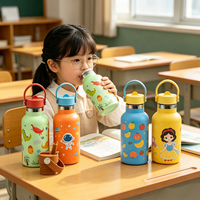 Thermos pour enfants en acier inoxydable de 350 ml (12 oz) avec logo personnalisé, gourde portable pour enfants avec poignée et couvercle