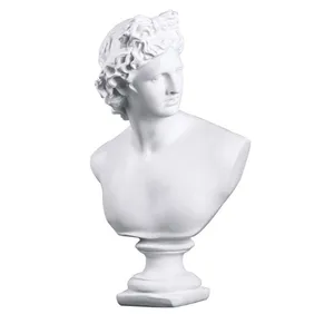 Resin classic Greek white bust statue of male David. Resin sculpture of the Roman goddess Apollo for home decoration