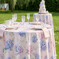 Nappe Ronde en Tissu Polyester Imprimé Floral de Haute Qualité pour Mariages et Fêtes en Extérieur, Taille Personnalisée, Faible MOQ, Vente en Gros