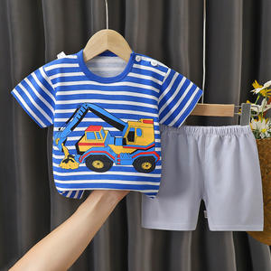 RTS – ensemble de vêtements d'été de haute qualité pour bébé, t-shirts pour enfants, costume en coton pour garçon, t-shirt à manches courtes personnalisé avec pantalon pour enfants - Product Image 5