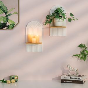 Wooden wall-mounted <b>candle</b> holders, living room wall decorations, scented <b>candles</b>, wooden <b>candle</b> holder stands - Product Image 2