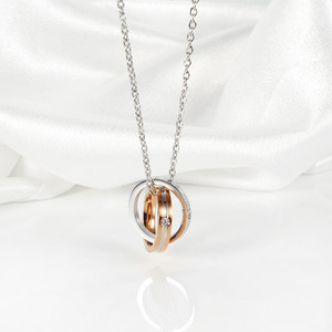 Kalung liontin cincin cinta selamanya pasangan perhiasan pernikahan trendi Kristen keagamaan rantai Tautan baja tahan karat untuk pria wanita - Product Image 3