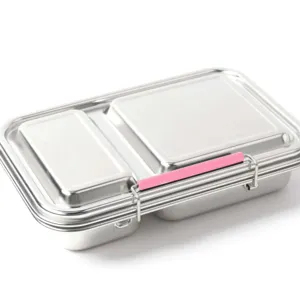 Customized Logo Leakproof Metal Food Storage Container 304 Stainless Steel Bento Lunch Box