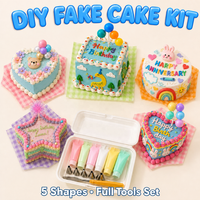 Kit de crème à modeler DIY pour gâteaux, crème décorative imitation, avec outils de décoration pour enfants et filles, cadeau artisanal fait main