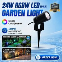 Projecteur LED d'extérieur sur piquet 24W RGBW, intensité réglable, sur pied, IP65, pour aménagement paysager et éclairage décoratif