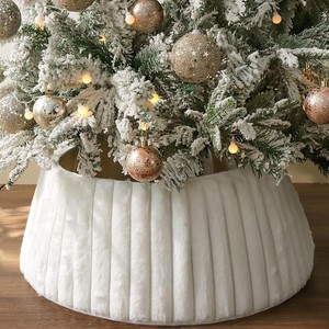 YUELIAN Jupe de sapin de Noël blanche de 28 pouces, couvre-socle en peluche écologique, personnalisable, directement de l'usine, pour les fêtes - Product Image 1