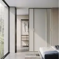 Porte coulissante en verre aluminium moderne, 2 panneaux, sans piste inférieure, vestiaire, placard, cuisine, pièce noire, cloison, porte intérieure en verre