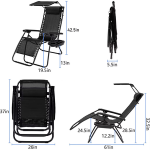 <span class=keywords><strong>Chaise</strong></span> zéro gravité réglable XFY <span class=keywords><strong>avec</strong></span> auvent et plateau latéral pour le <span class=keywords><strong>camping</strong></span> en plein air, la plage, le patio, <span class=keywords><strong>chaise</strong></span> inclinable - Product Image 5