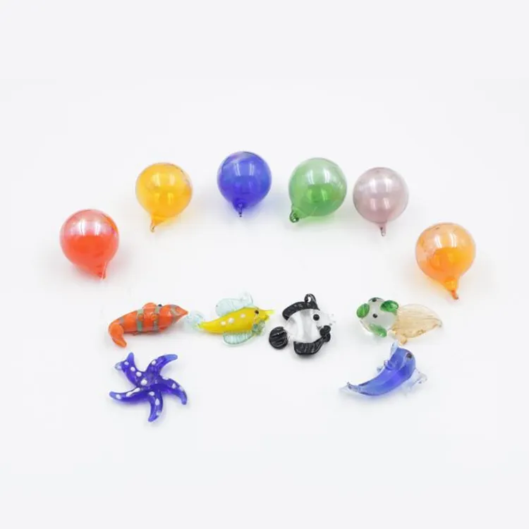 Mixed Designs Lampwork Floating Ball Murano Glass Bubble Fish For Aquarium Tank Decoration