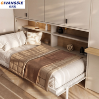 Lit Murphy modulaire multifonctionnel moderne avec rangement pour petits appartements - Conception pliable pour gagner de la place